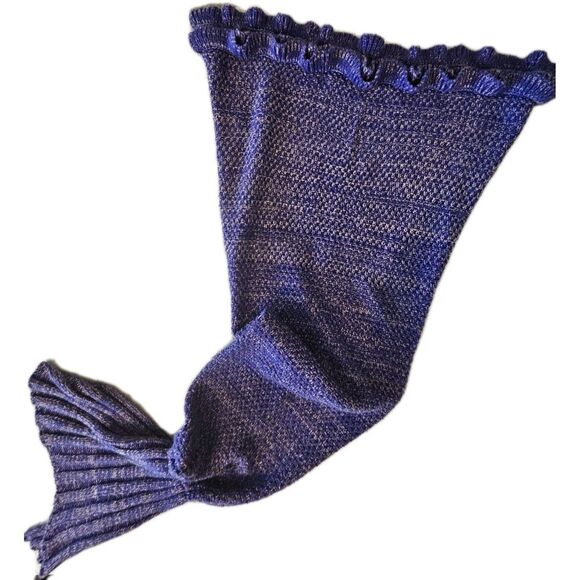 Cozy Knit Mermaid Tail Throw Blanket Teen Youth Purple By Berinfly - Picture 1 of 7